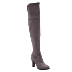 Over the Knee Gray Faux Suede Boots